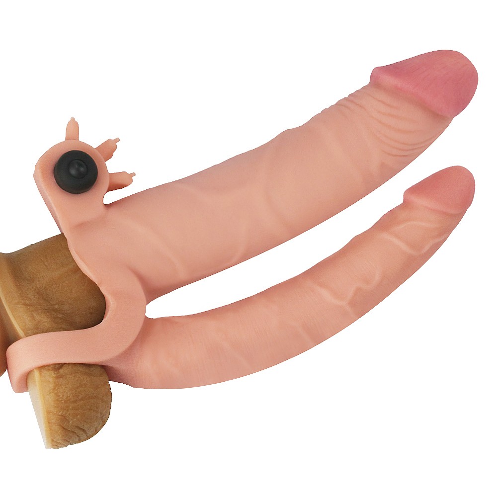 Lovetoy Pleasure X Tender 2.5 cm Dolgulu Titreşimli Çift Taraflı Penis Kılıfı