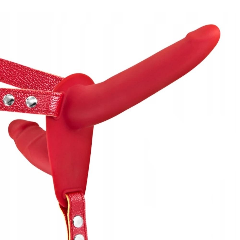 Erox Fetish Fantasy Series Double Penetrix Strap-On Biseksuel Dildo - Red