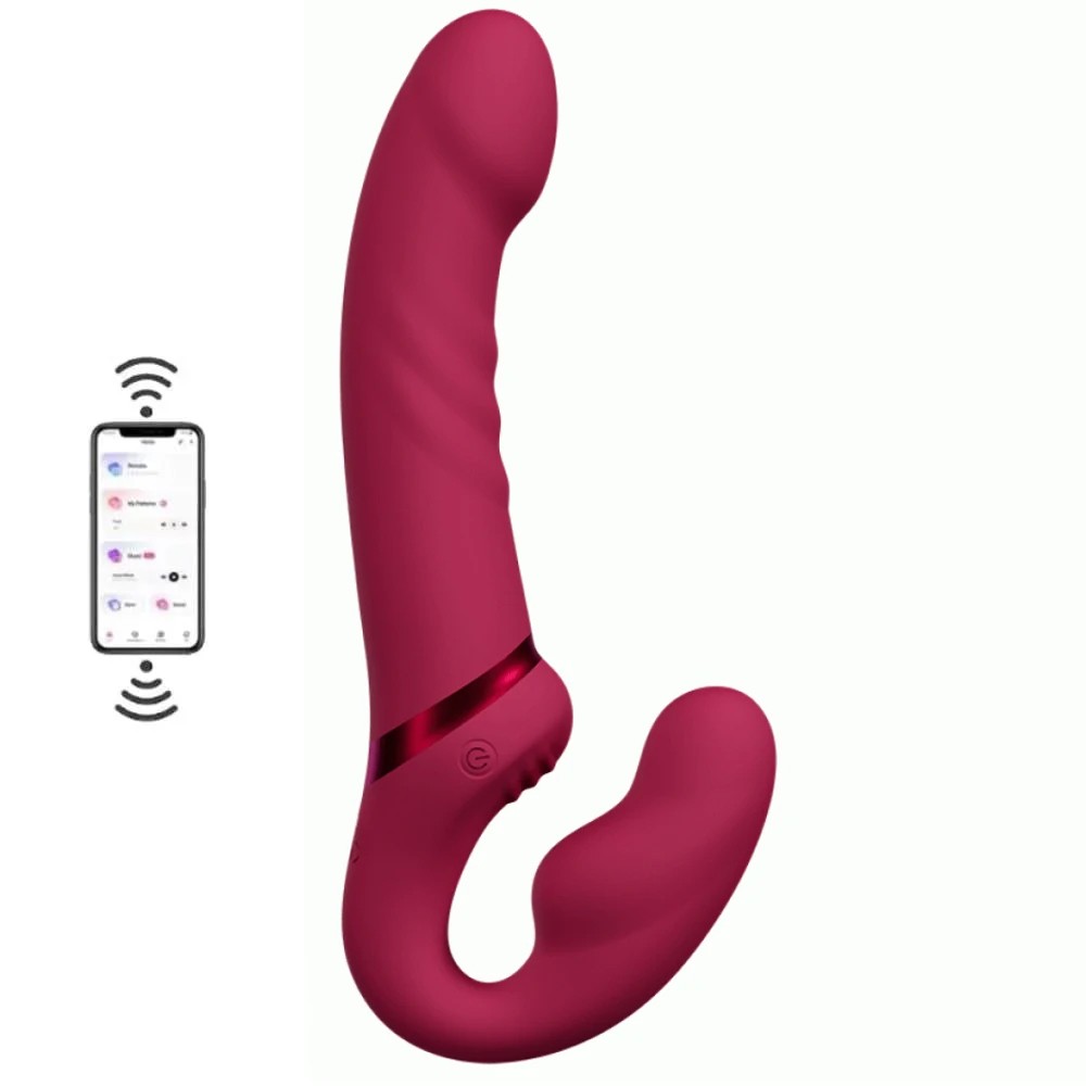 Lovense Lapis Telefon Kontrollü Titreşimli Strapless Strapon Dildo