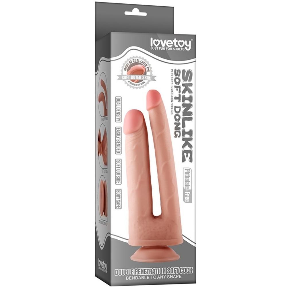 Lovetoy Sliding Skin Çift Taraflı Kemerli Realistik Penis