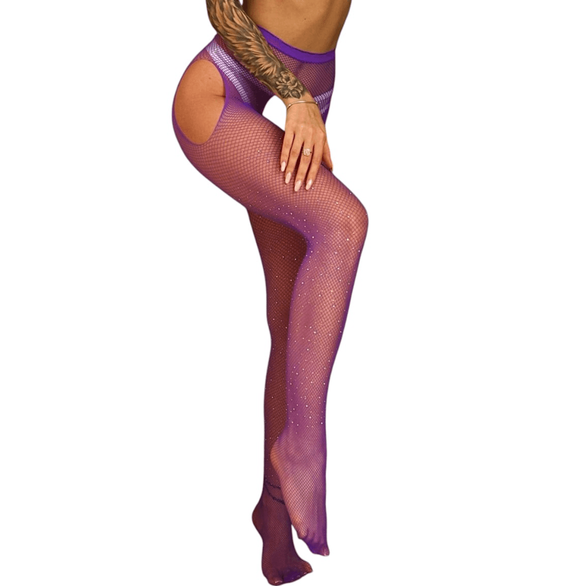 Erox Fantasy Wear Bel Altı Özel Bölge Açık Seksi Vücut Çorabı - Mavi