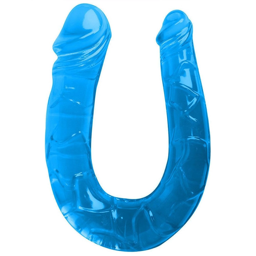 Erox Double Ended Jelly Dildo 30 cm Çift Taraflı Jel Penis-Blue