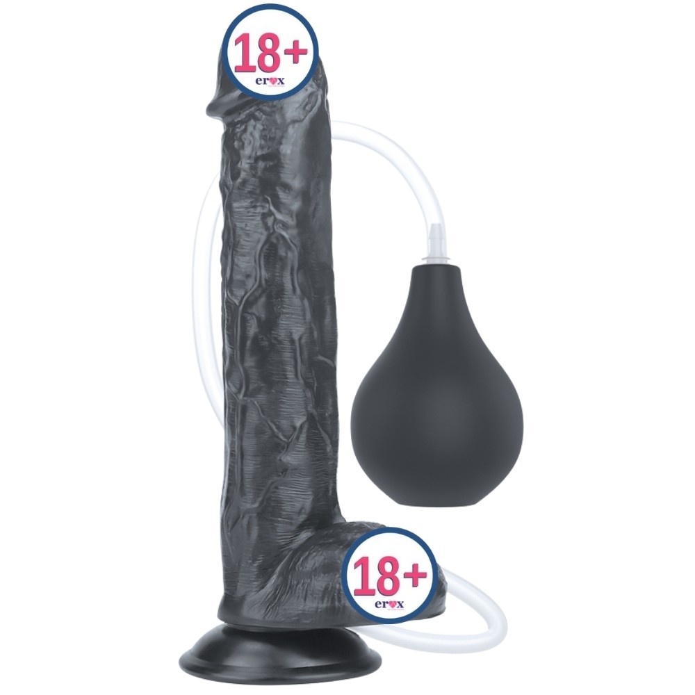 Lovetoy 11 Squirt Extreme Black 27.5 Cm Boşalabilen Realistik Penis