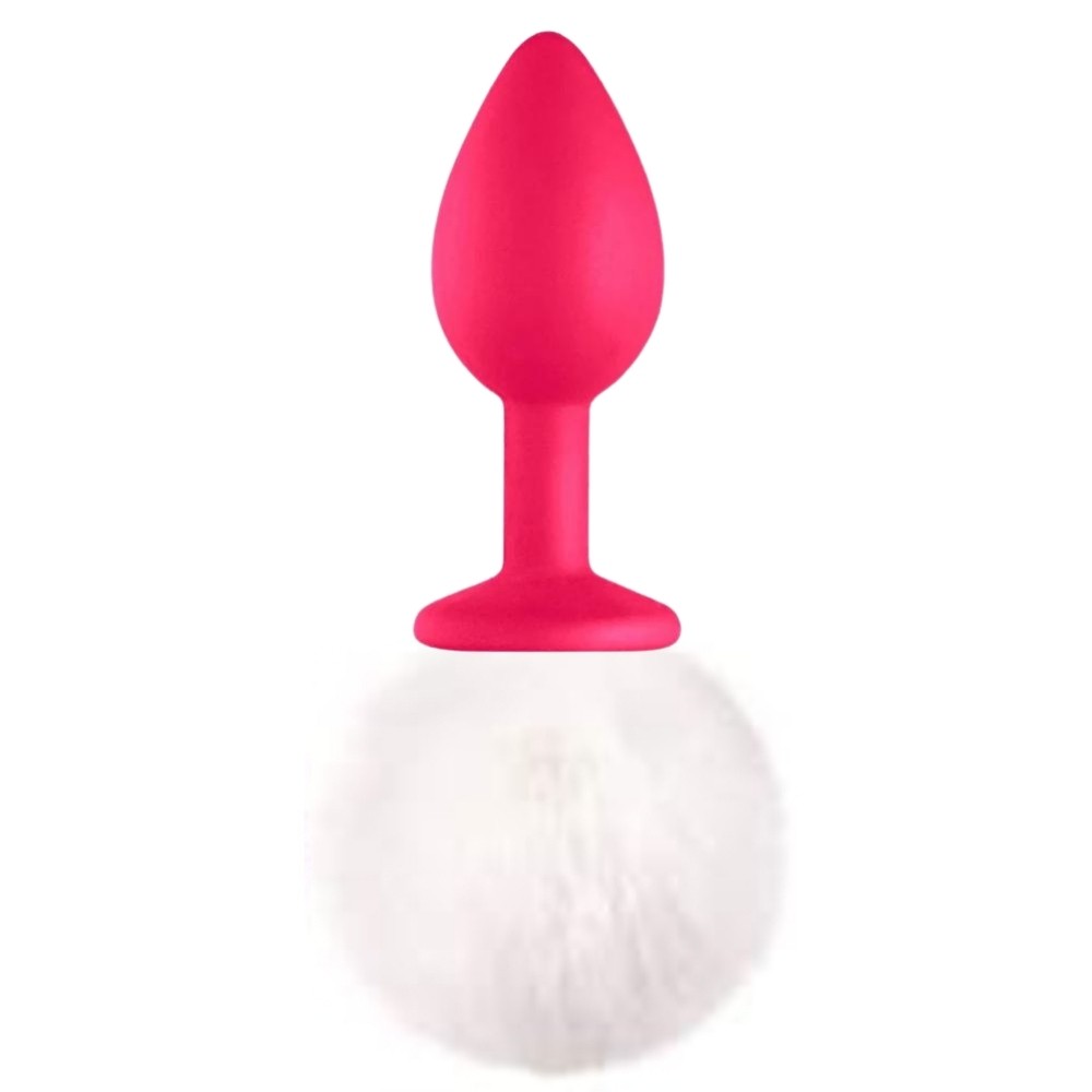 Erox Luxury Pink Silicone Bunny Tail White Kuyruklu Anal Plug