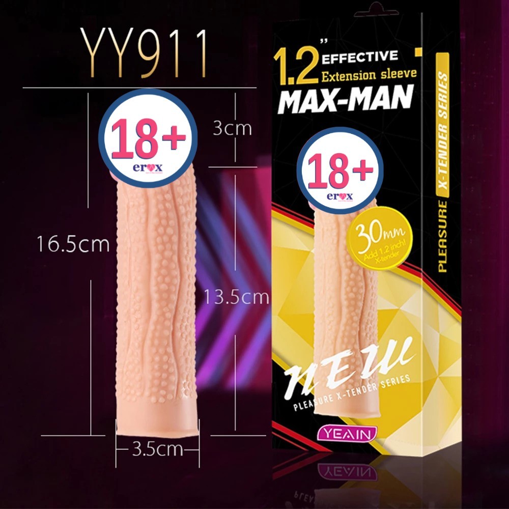 Yeain Max Man 3 cm Uzatmalı Tırtıklı Penis Kılıfı