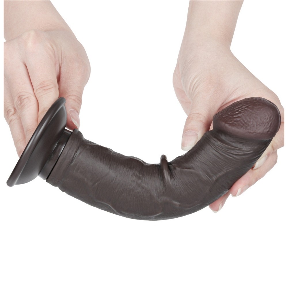 Lovetoy Sliding Skin Dual Layer Dong Black 20 Cm Testissiz Realistik Penis