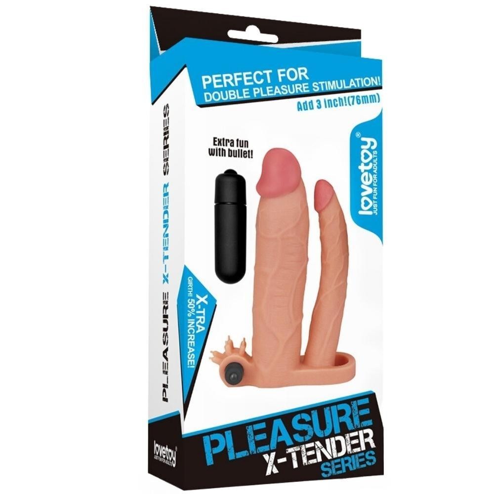 Lovetoy Pleasure X Tender 7.6 cm Dolgulu Çift Taraflı Penis Kılıfı