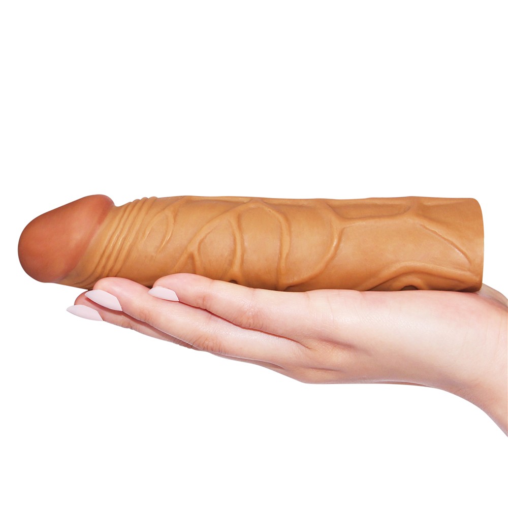 Lovetoy Pleasure X-Tender 3 cm Dolgulu Damarlı Melez Realistik Penis Kılıfı