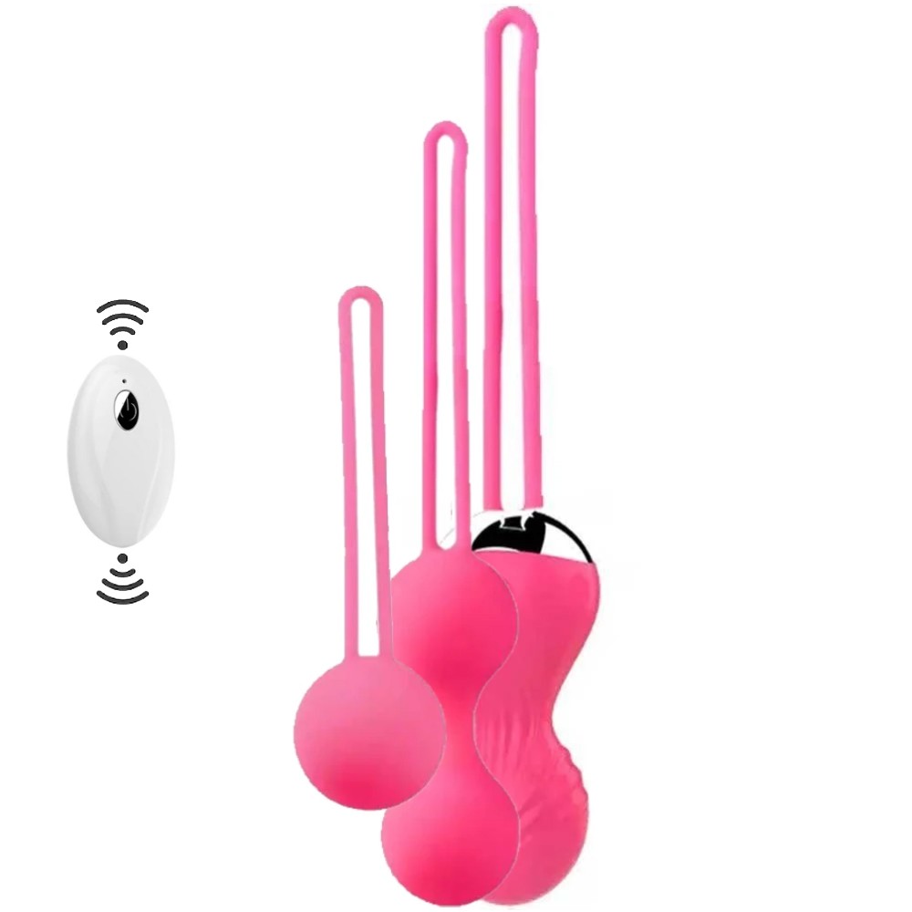 Erox Exuis Balls Set Uzaktan Kumanda Kegel Egzersiz Vibratörü Pink