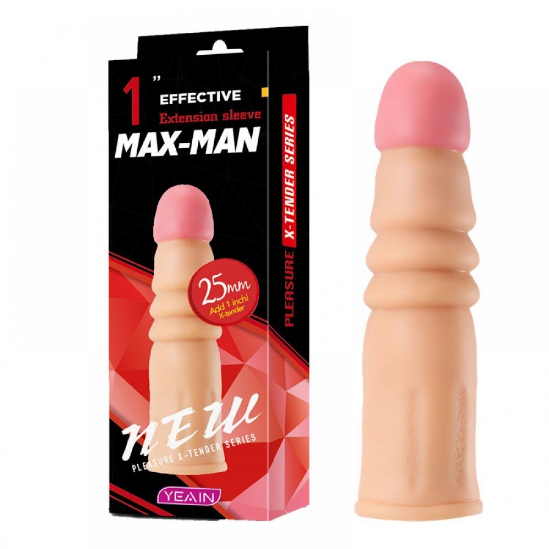 Yeain Max Man 2.5 cm Uzatmalı Boğumlu Penis Kılıfı