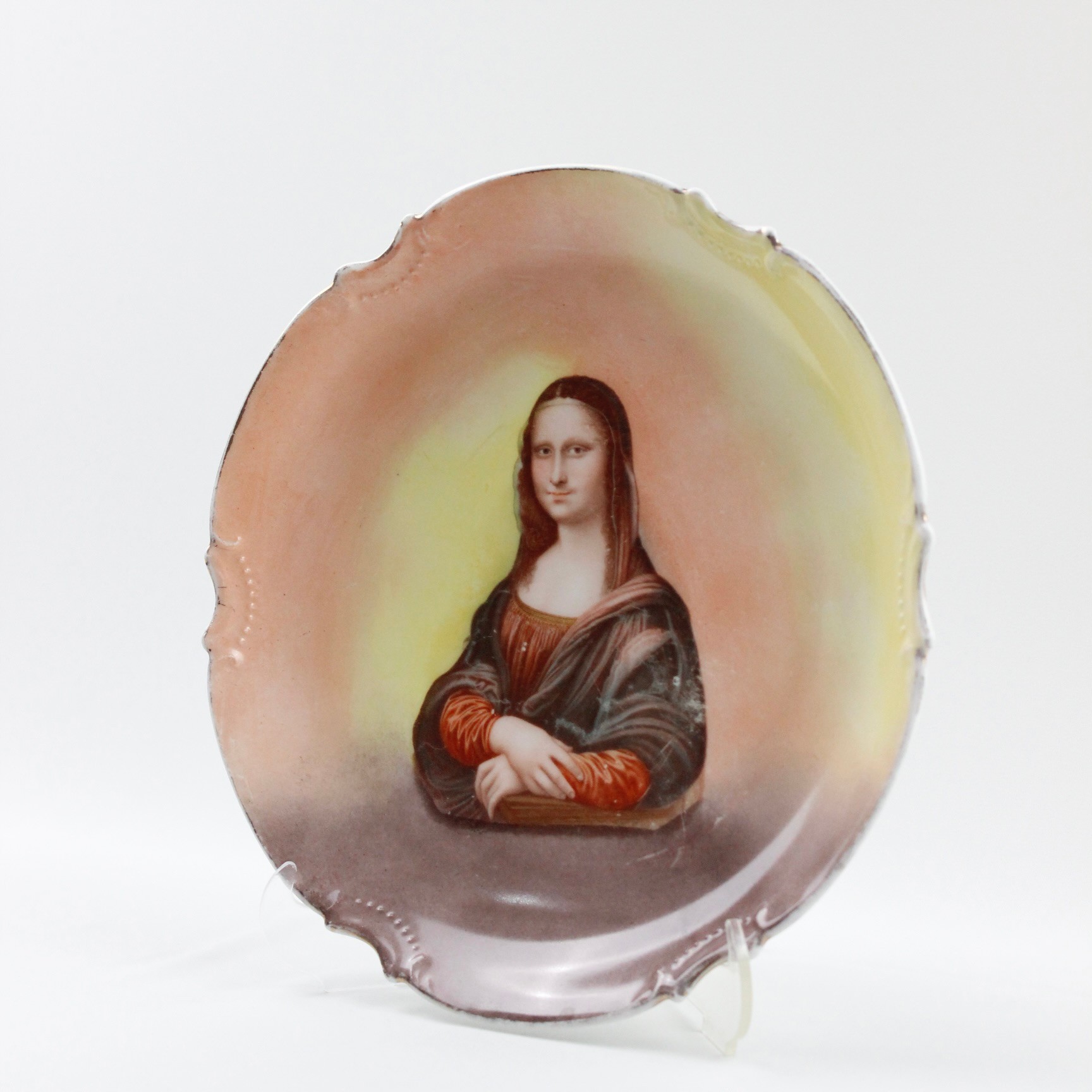 Limoges Marka Asırlık Mona Lisa Temalı 25 cm Çapında Antika Duvar Tabağı 