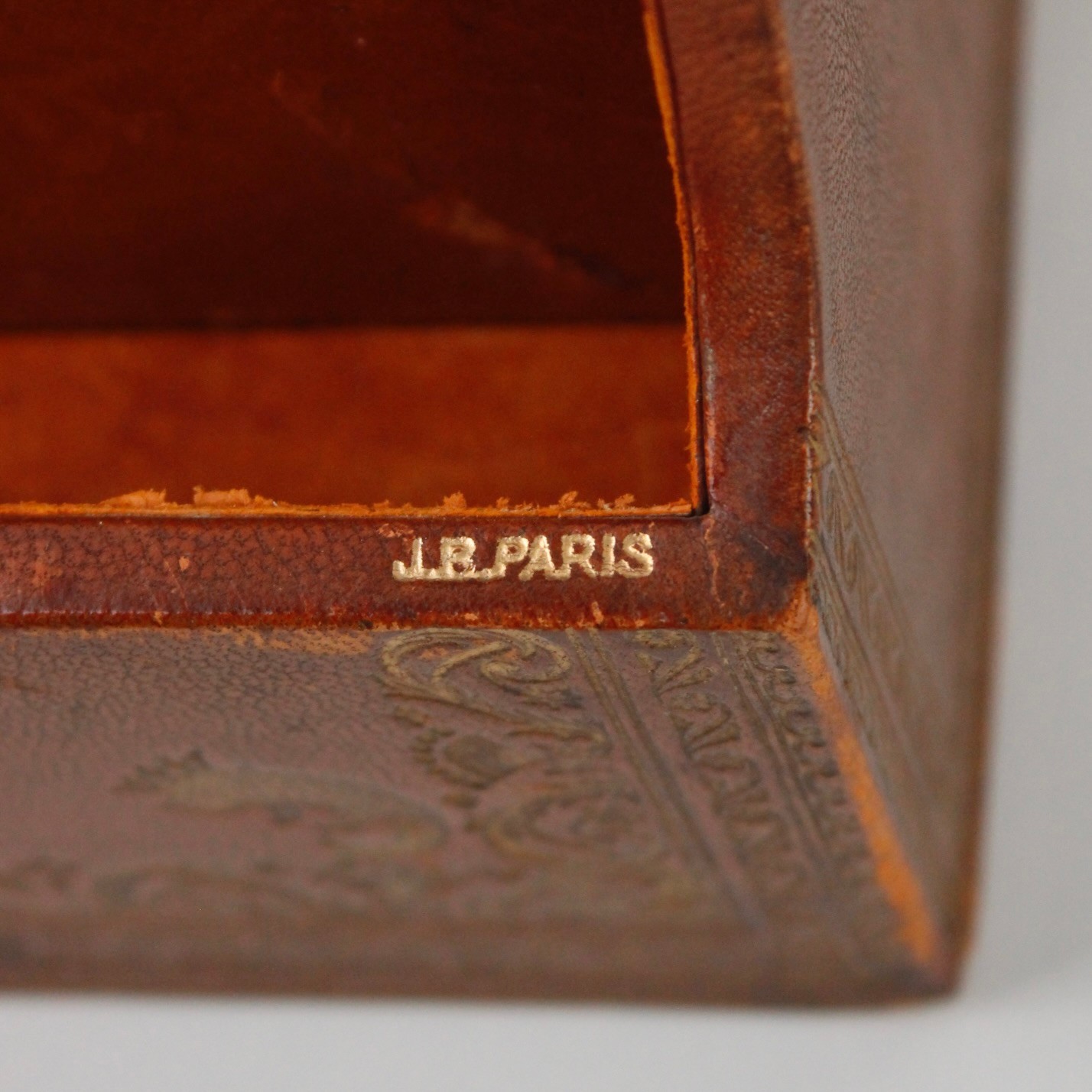Asırlık J.B Paris Damgalı Deri Fransız Mektupluk 