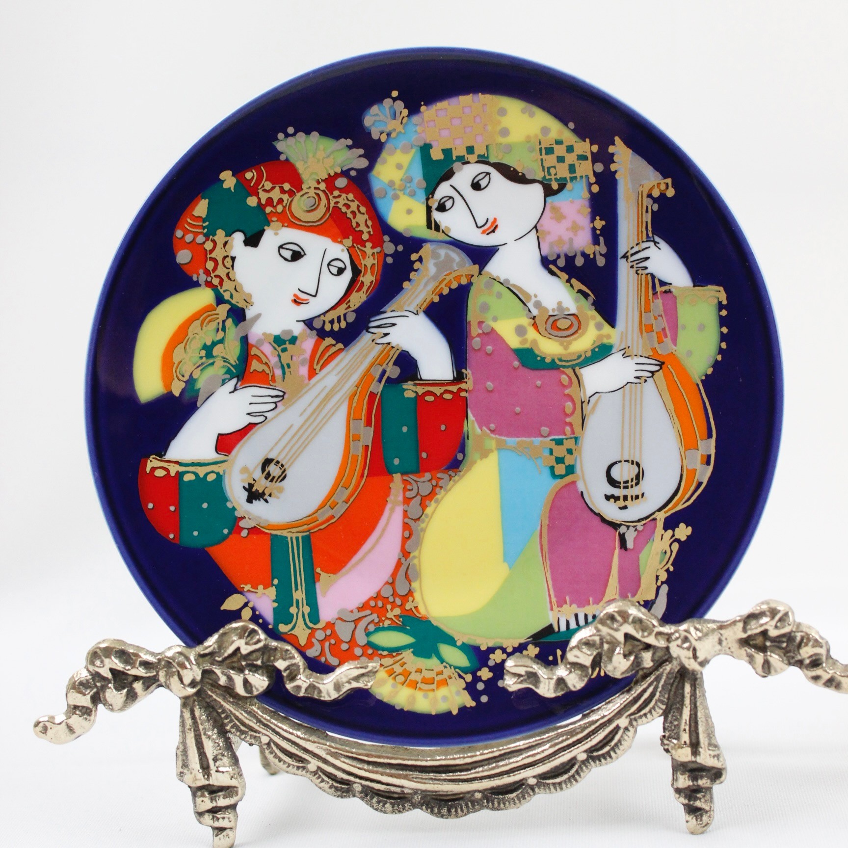 Rosenthal Marka Doğu Gece Müziği Mandolin Çalgıcısı Temalı Antika Duvar Tabağı 