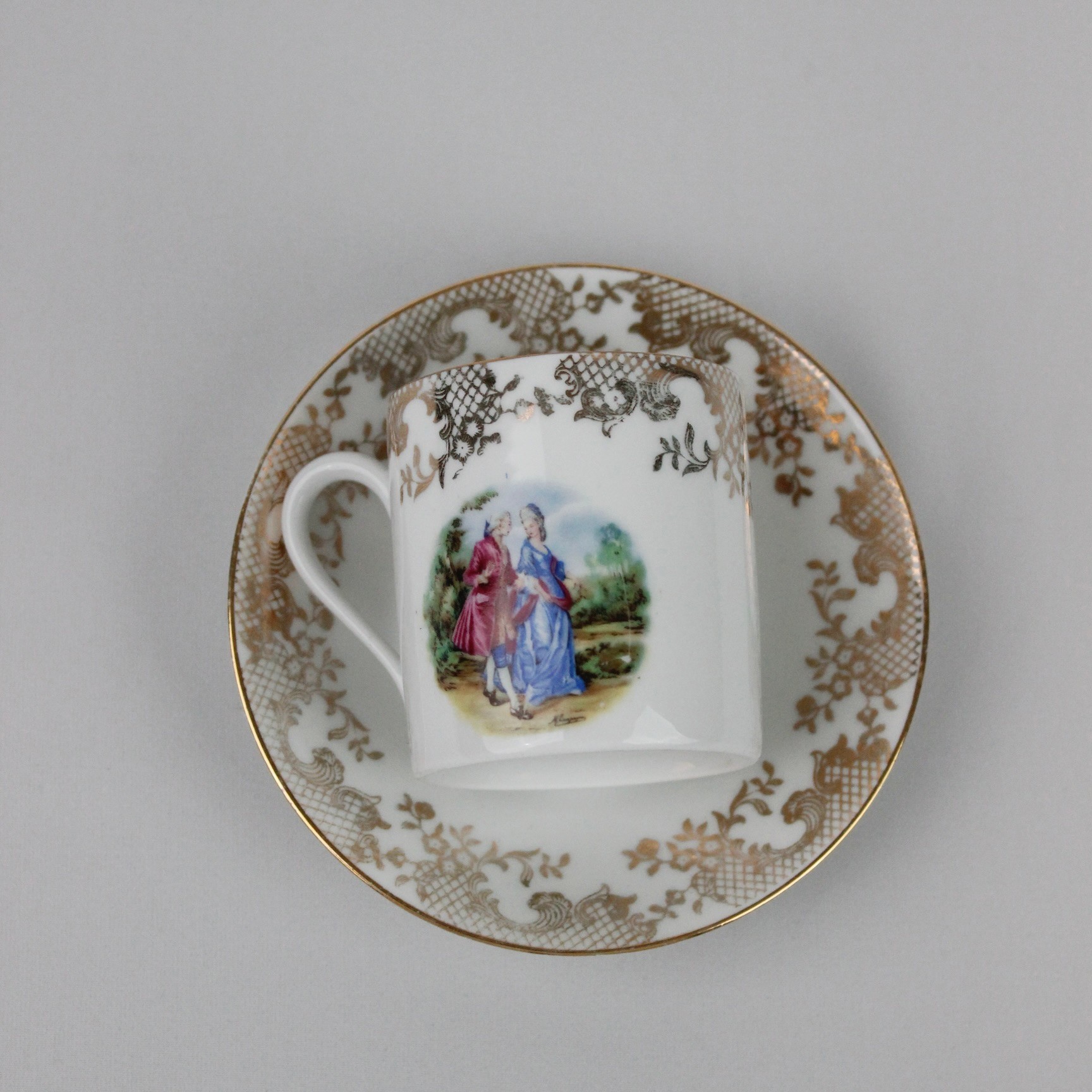 Limoges France Fragonard Desenli Kahve Fincanı 