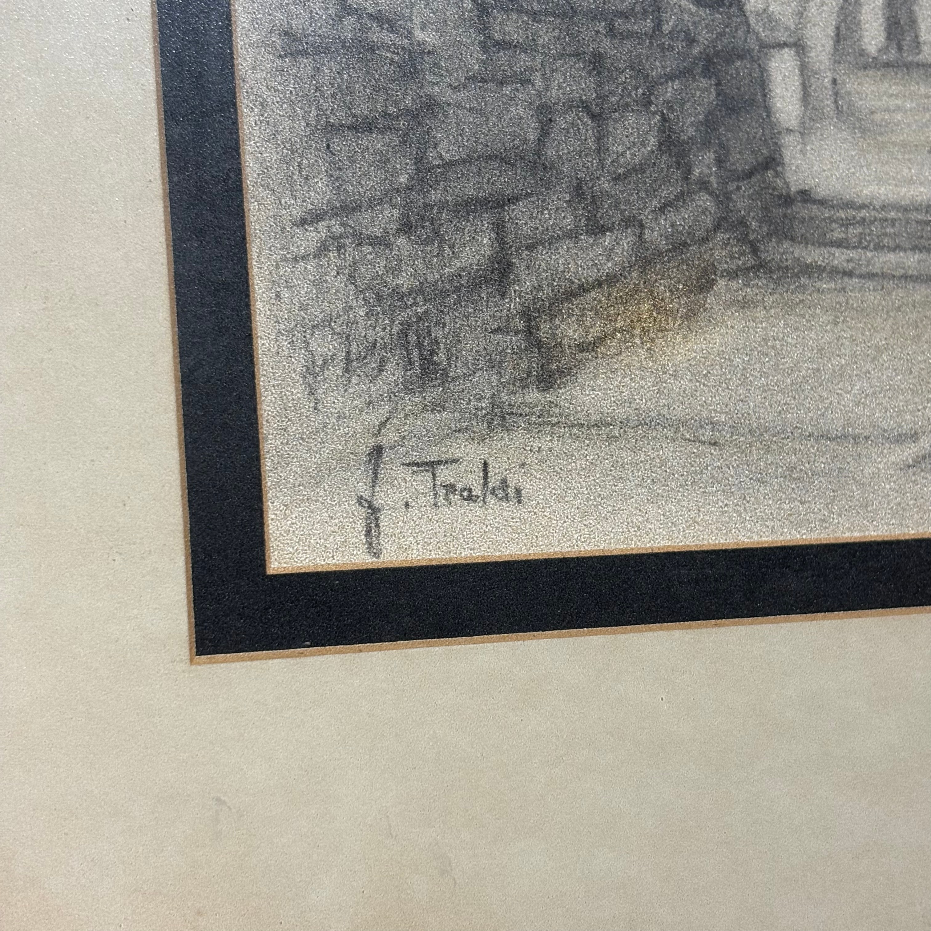 F. Traldi Sanatçi İmzalı Karakalem Manzara Tablo