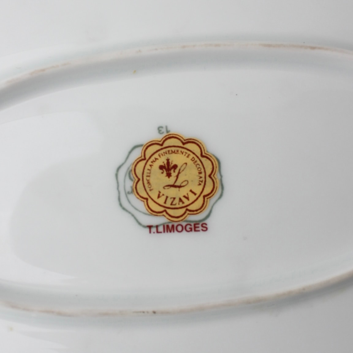 Limoges Marka Altın Yaldızlı ve Pirinç Çerçeveli Kusursu Tepsi