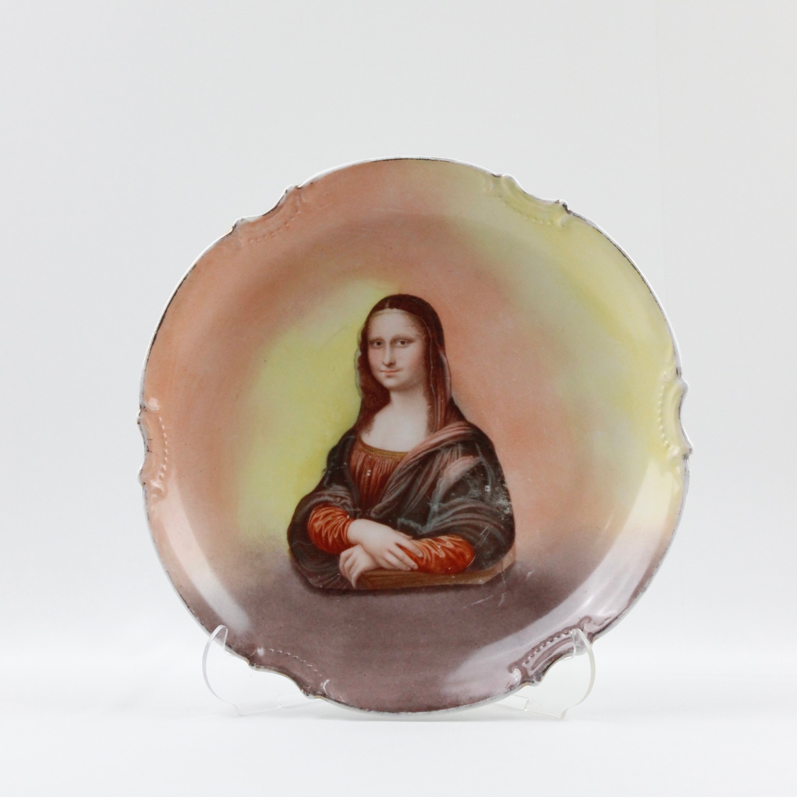 Limoges Marka Asırlık Mona Lisa Temalı 25 cm Çapında Antika Duvar Tabağı 