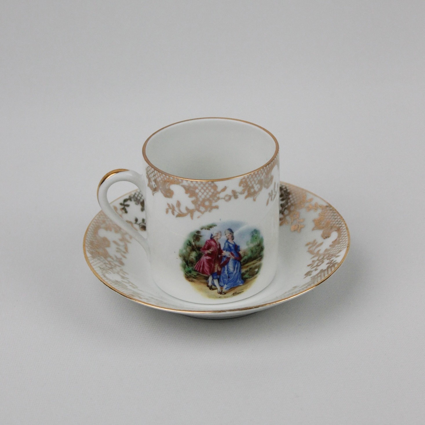 Limoges France Fragonard Desenli Kahve Fincanı 