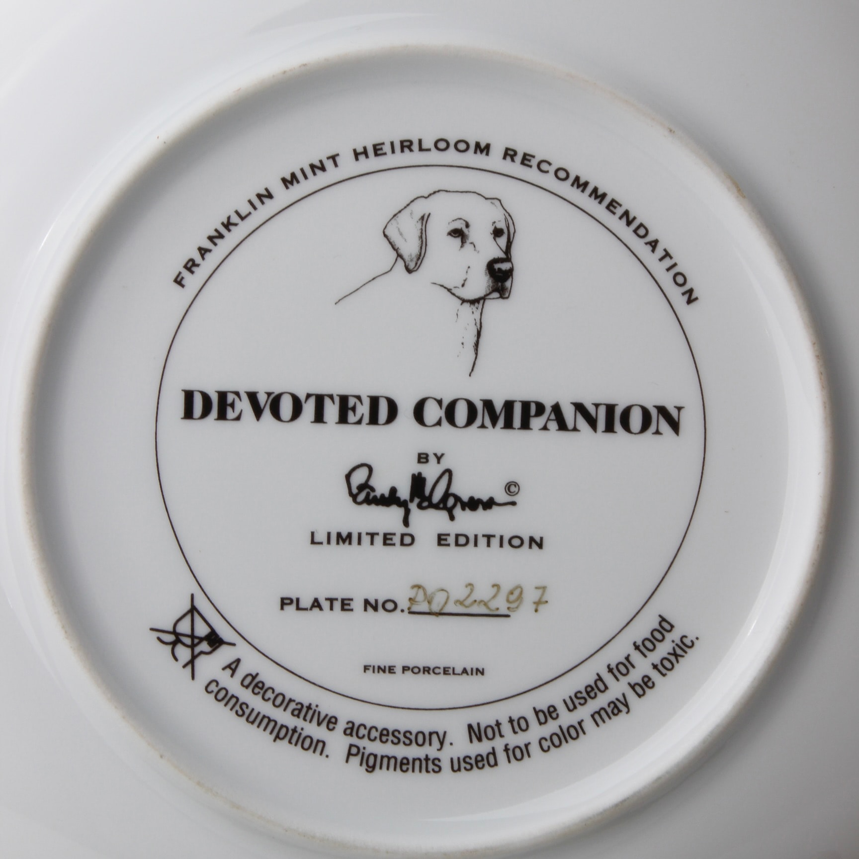 Limitli Üretim Franklin Mint Köpek Temalı Porselen Duvar Tabağı