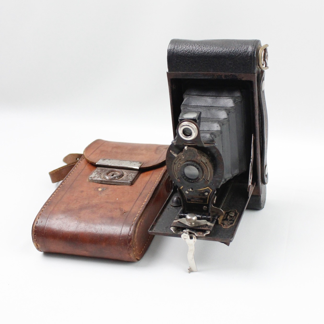 Amerika Yapımı  Kodak Company Deri Kılıfında Antika Körüklü Fotoğraf Makinesi 