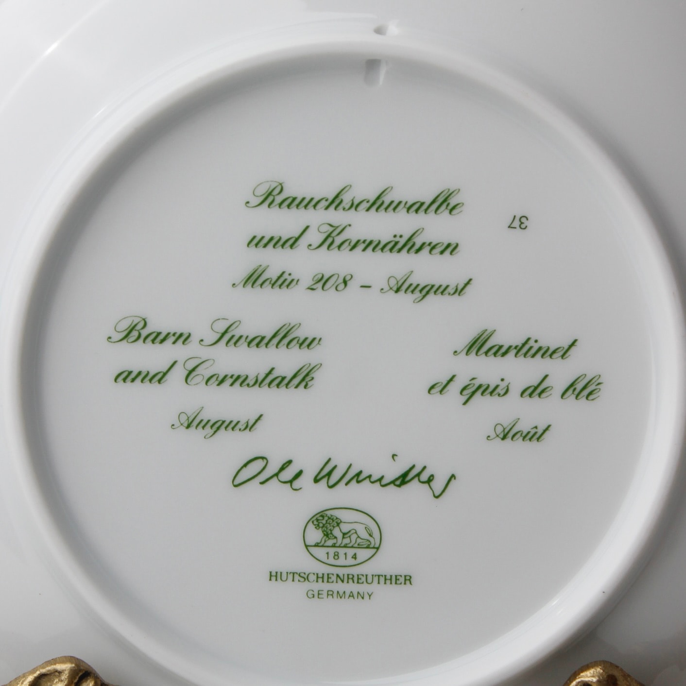 Hutschenreuther Sanatçı İmzalı Ağustos Ayı Temalı Kutusunda Porselen Duvar Tabağı