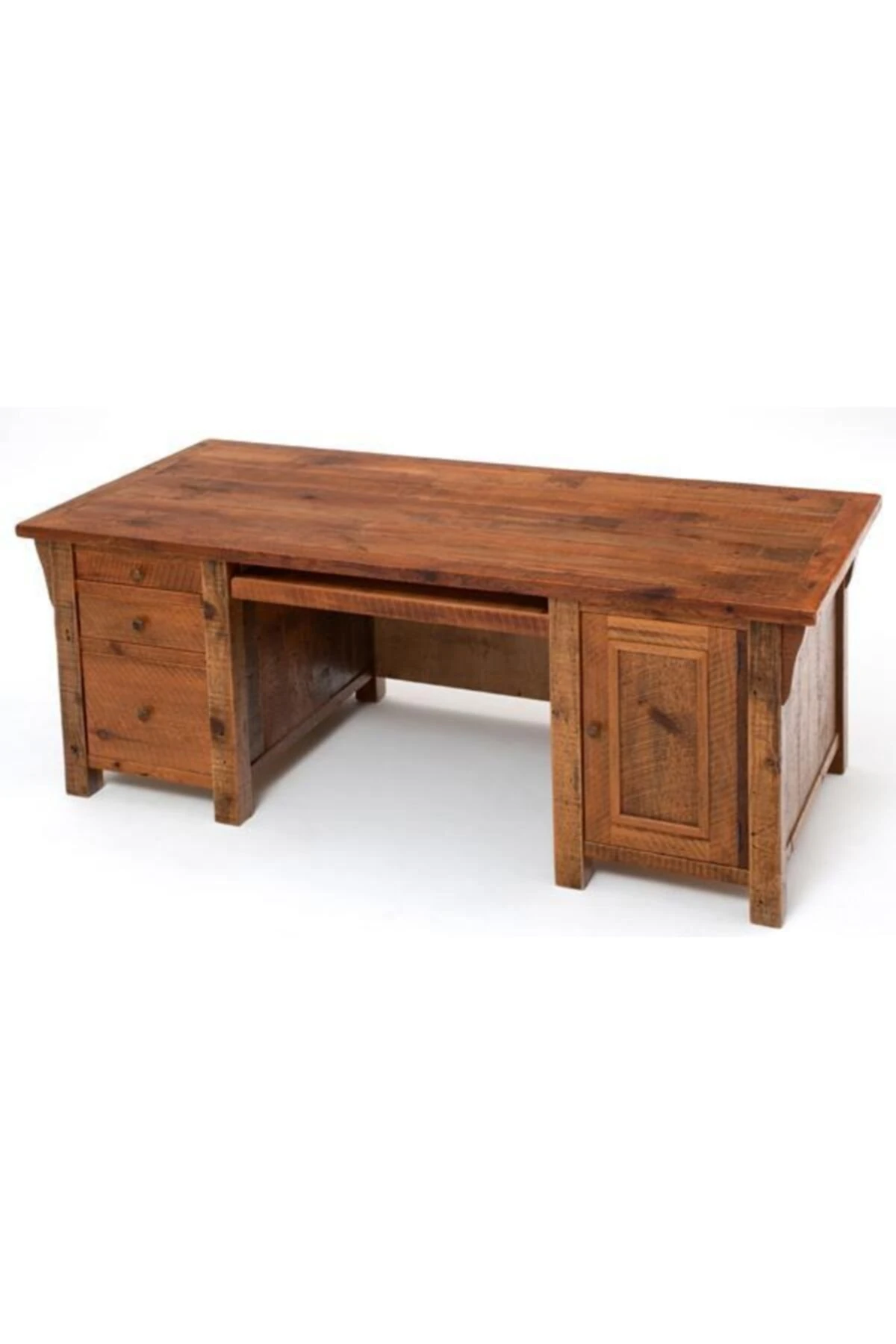 Umut Wooden Masif Ahşap Barnwood Çekmeceli, Dolaplı Masa