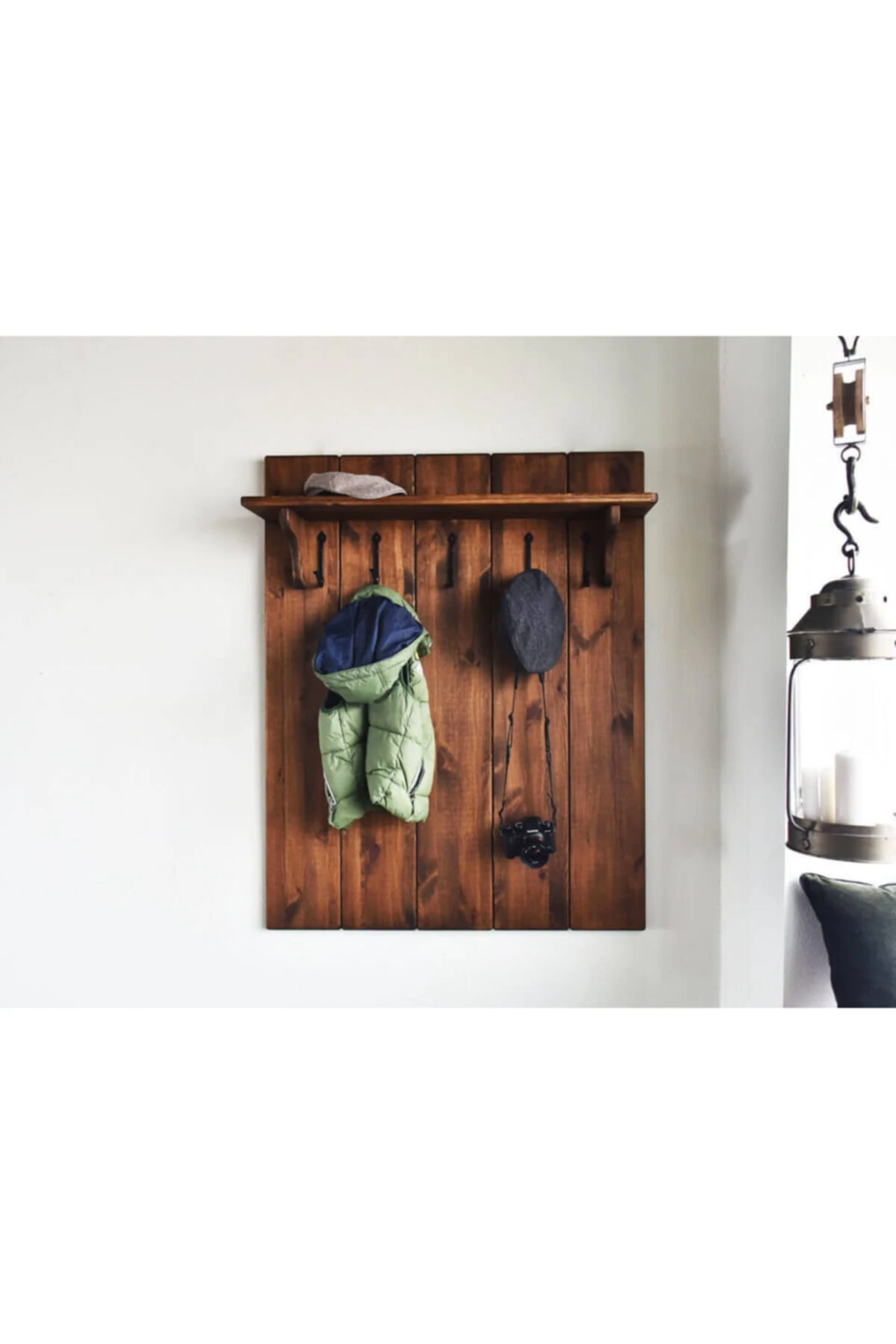 Ensamo Ahşap Raflı Askılık