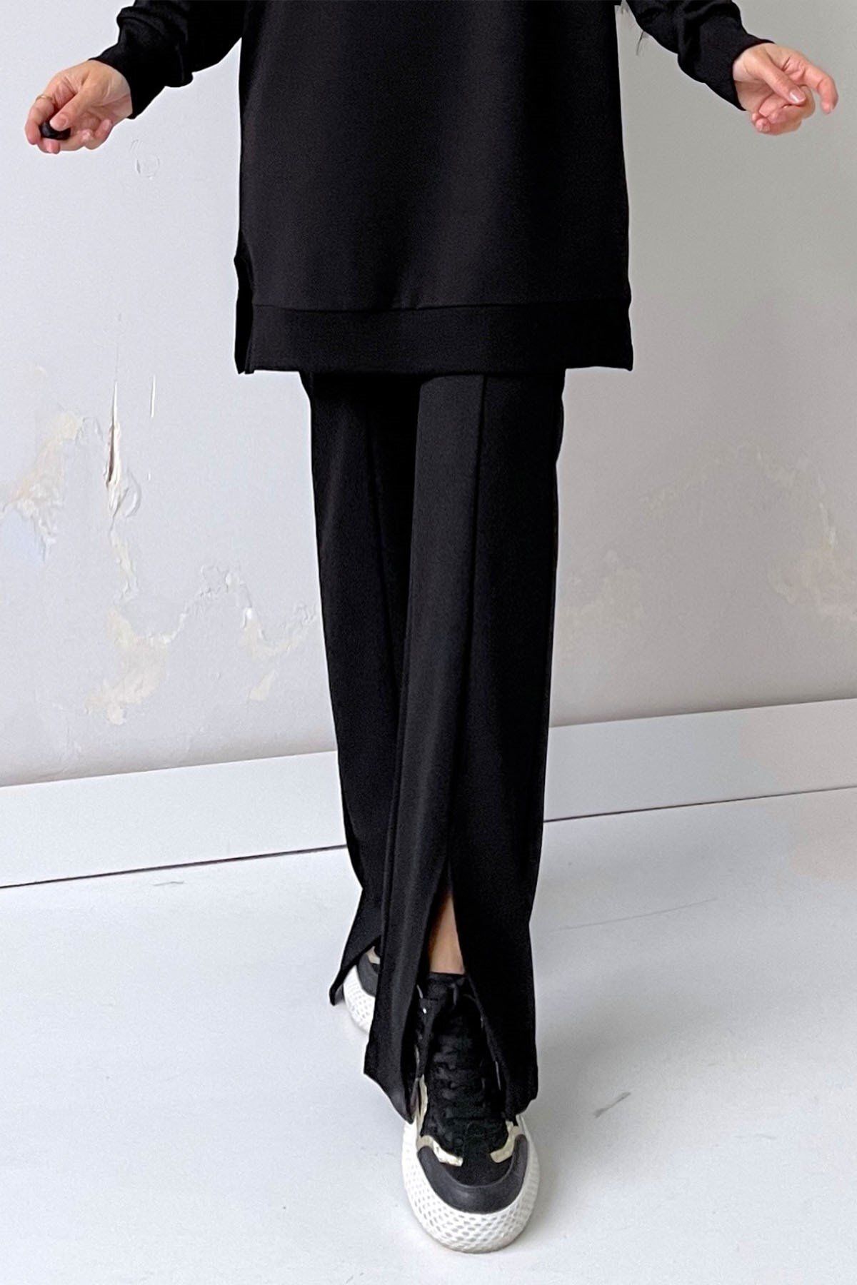 Scuba Önden Yırtmaçlı Pantolon Siyah