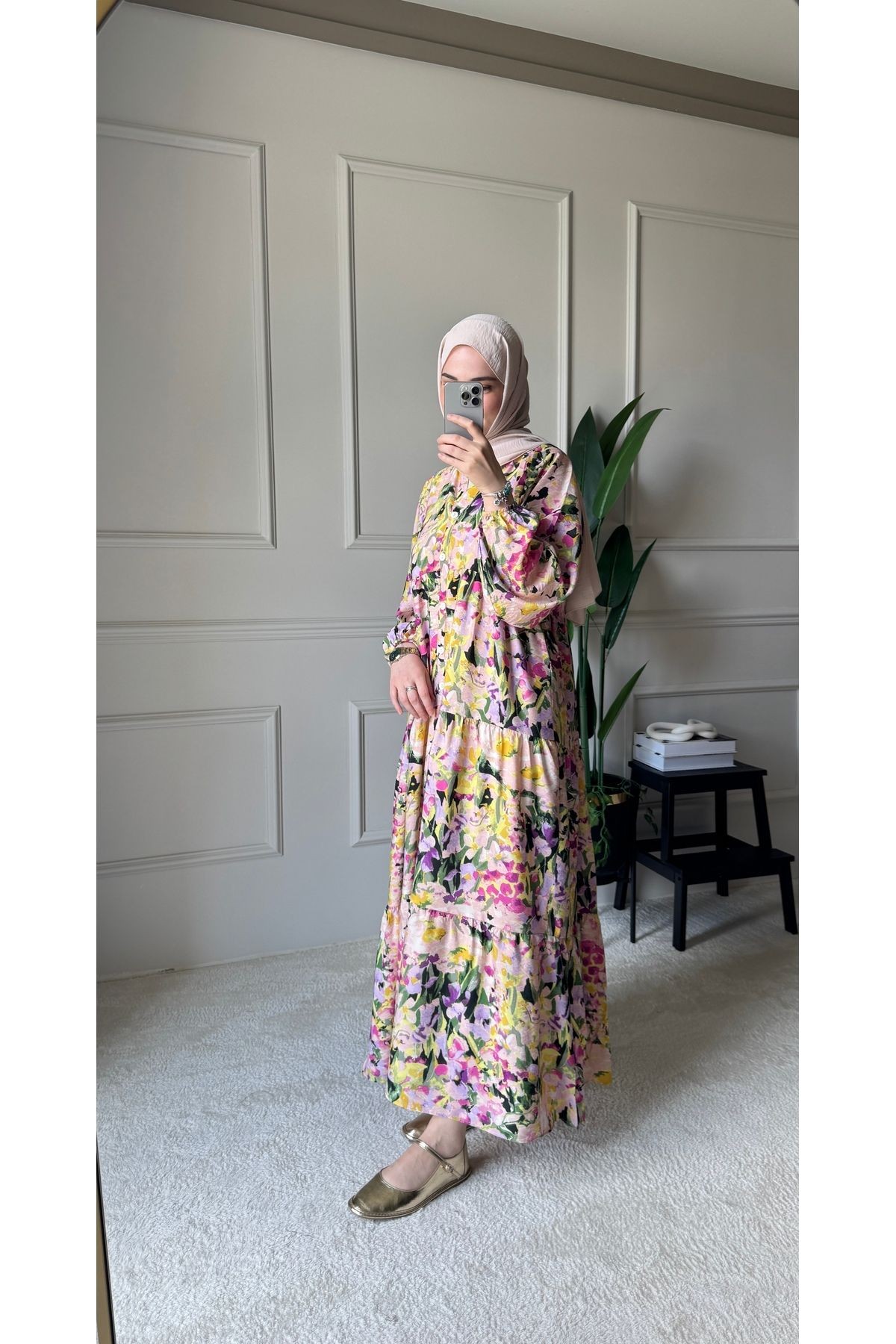 Flora Desenli Elbise Mango Kumaş
