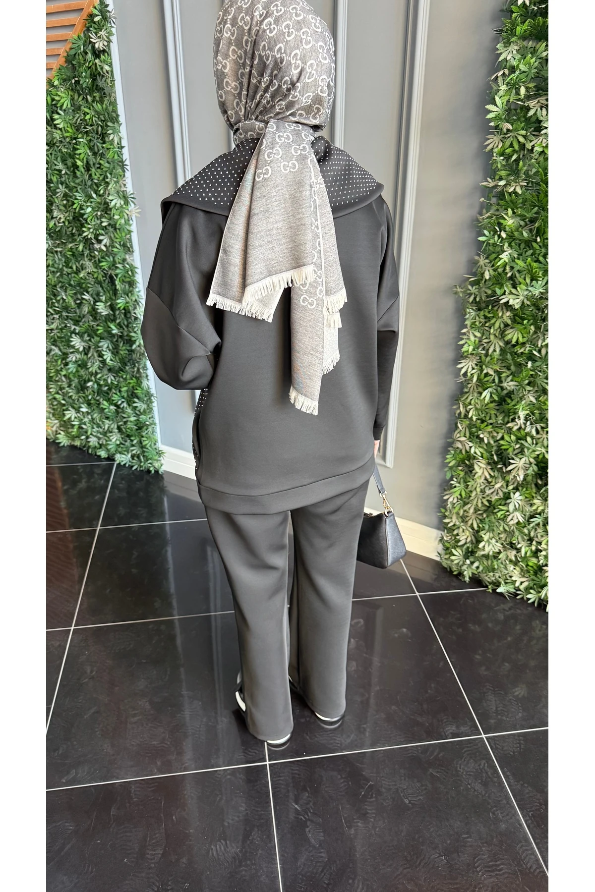 Noir Taş İşlemeli Scuba İkili Takım