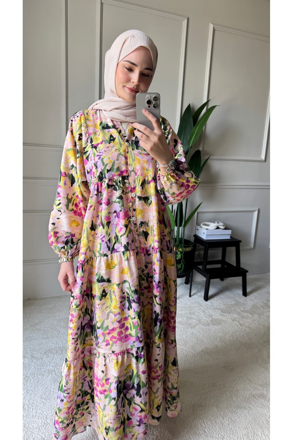 Flora Desenli Elbise Mango Kumaş