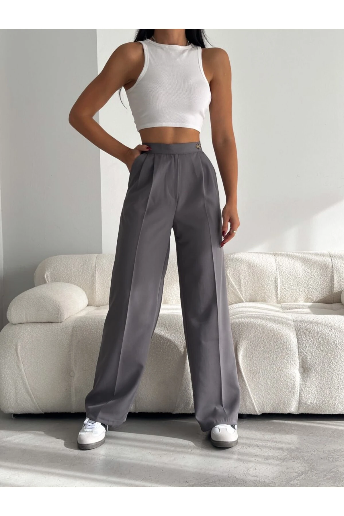 Tam Boy Likralı Kumaş Pantolon