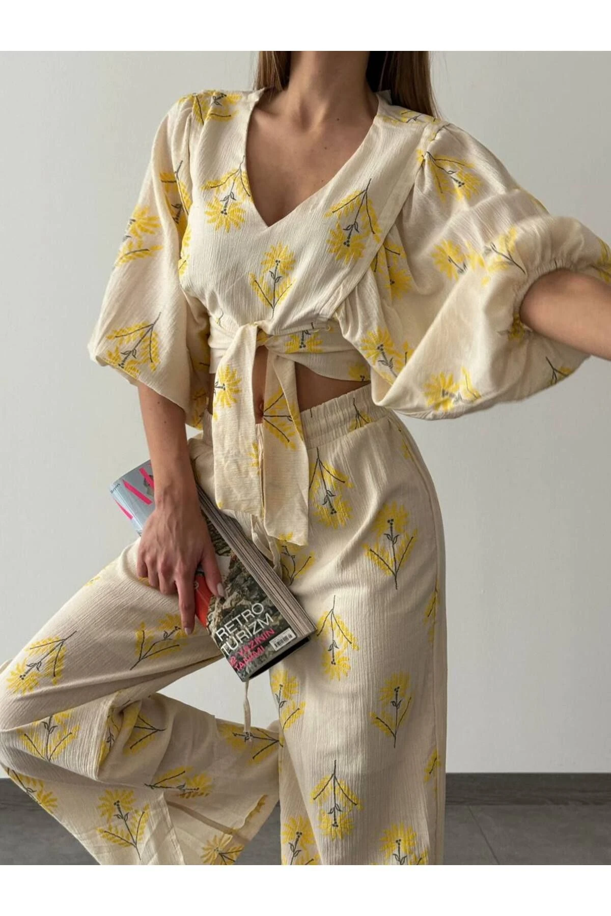 Keten Yazlık Çiçekli Takım