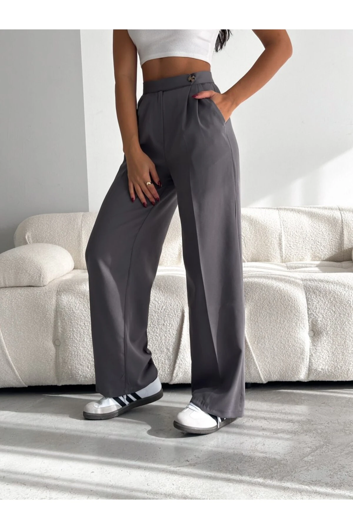 Tam Boy Likralı Kumaş Pantolon