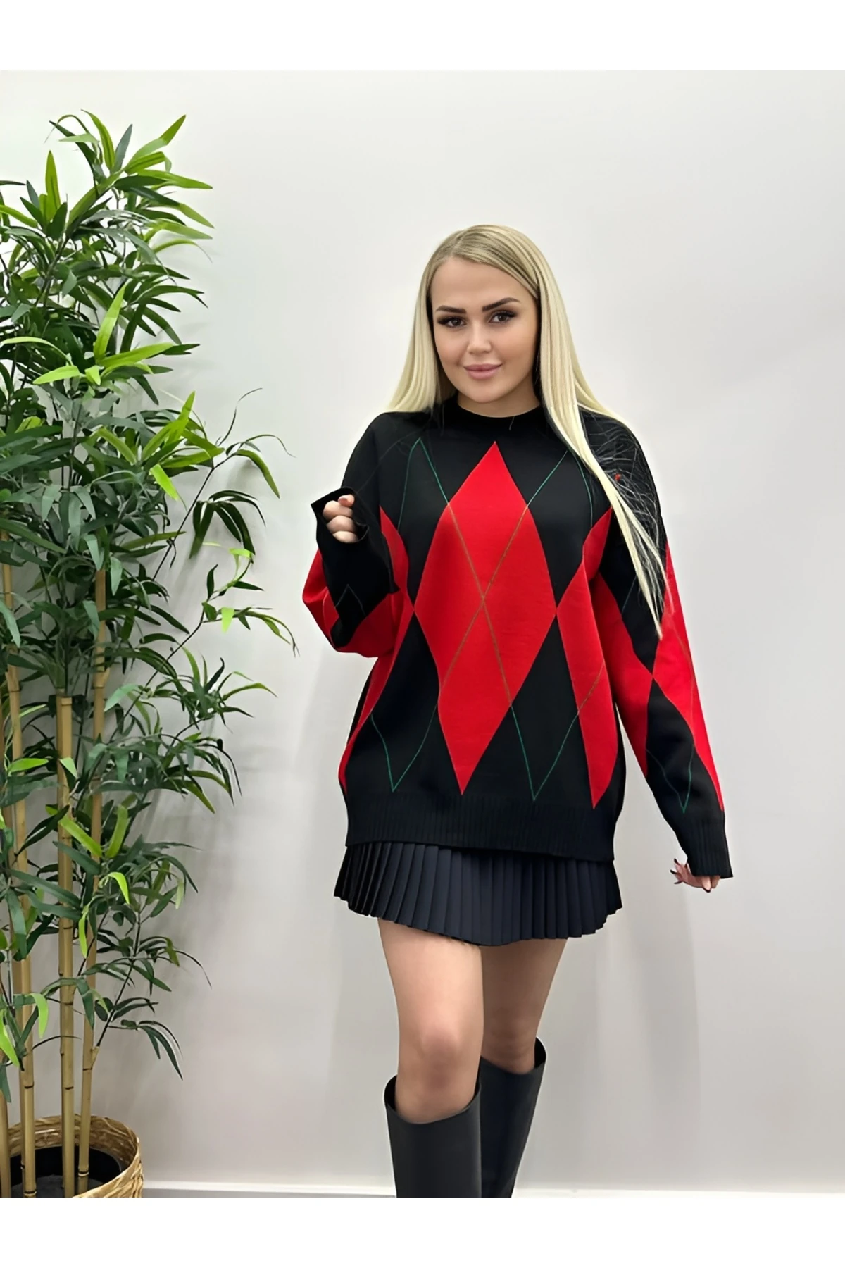 Baklava Desen Oversize Kazak