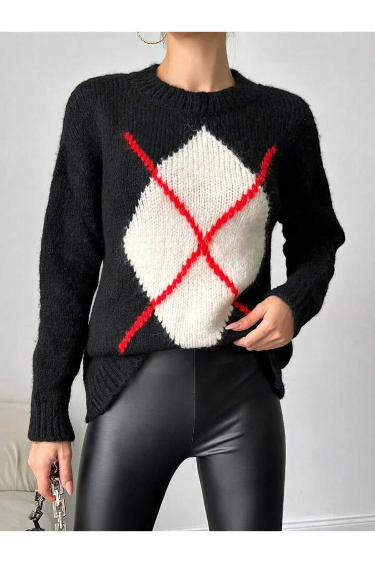 Baklava Desen Pamuklu Kazak