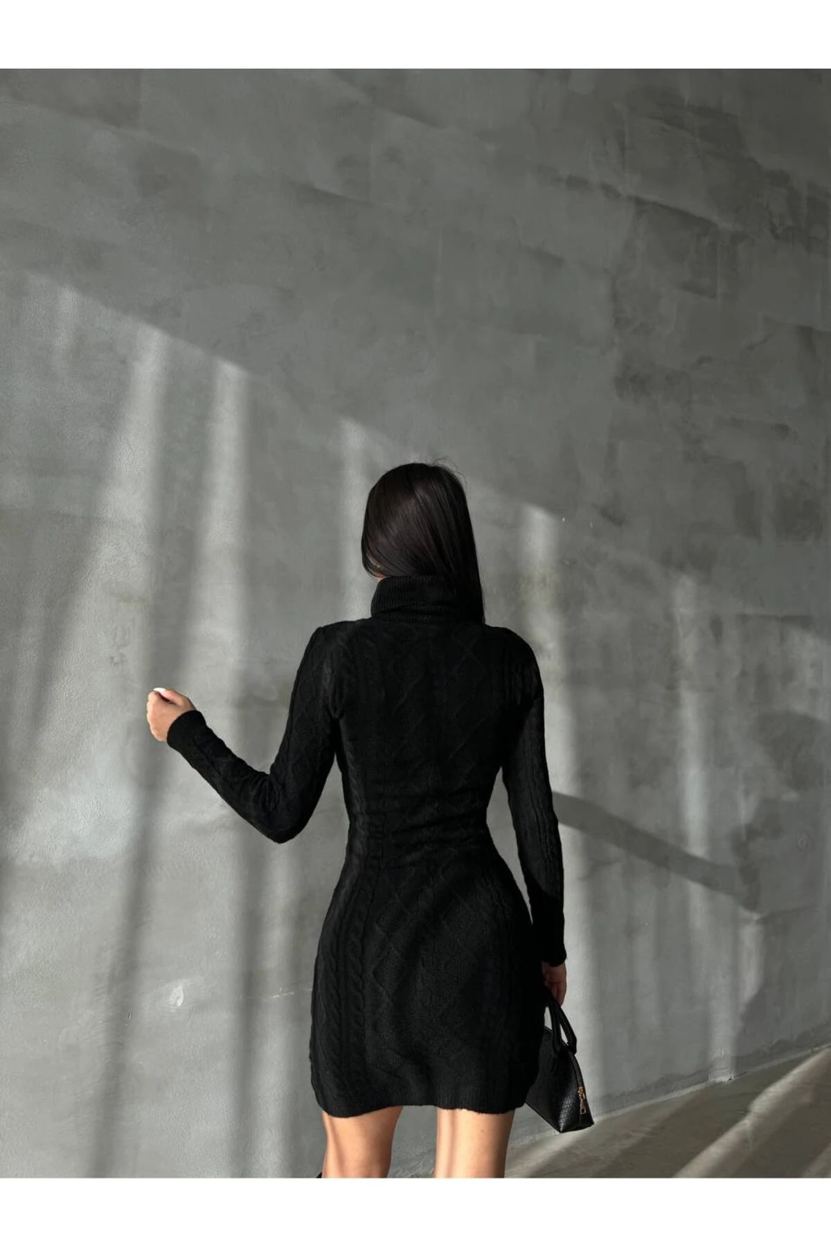 Boğazlı Kazak Mini Elbise