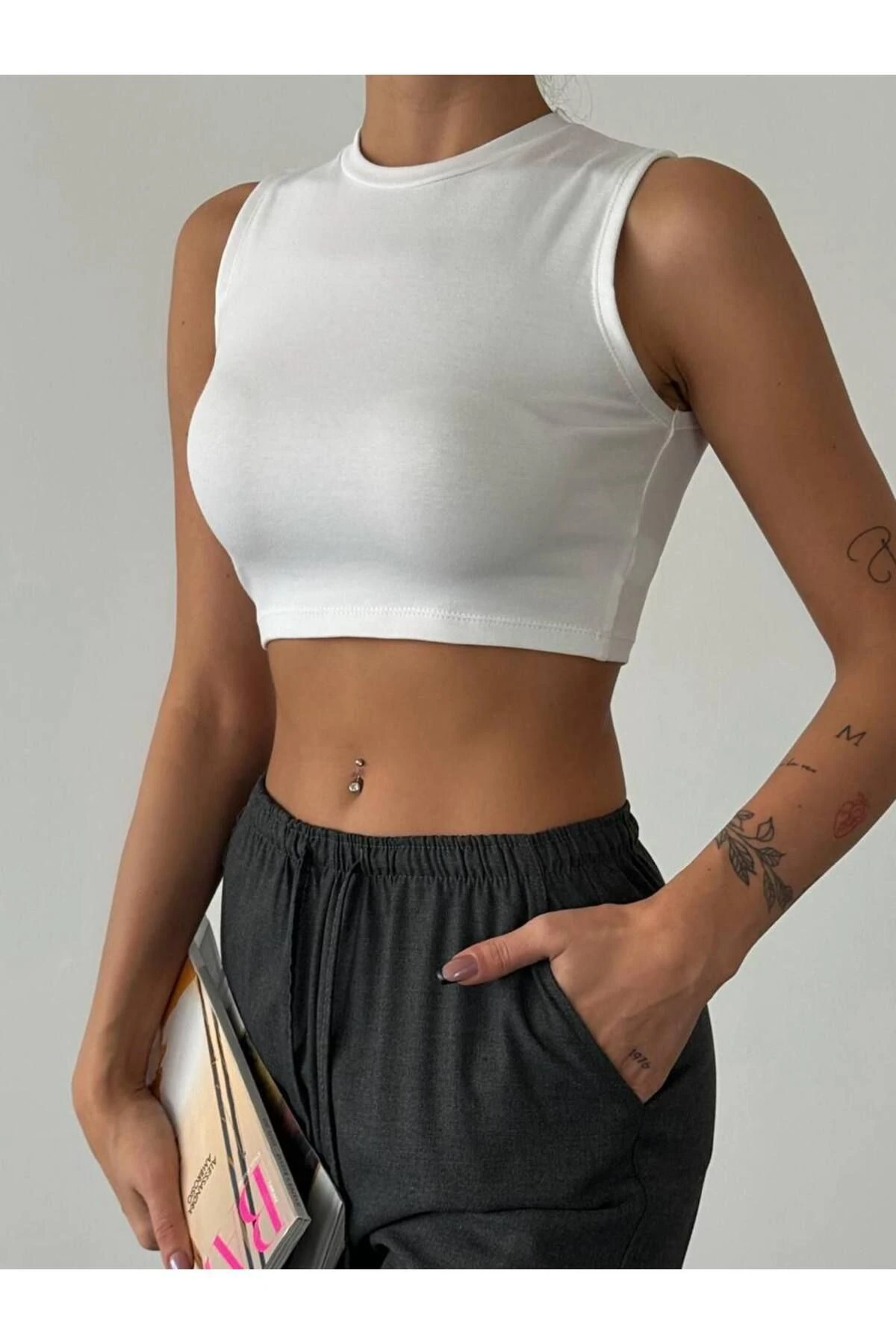 Ribana Kol Crop-Top Bluz