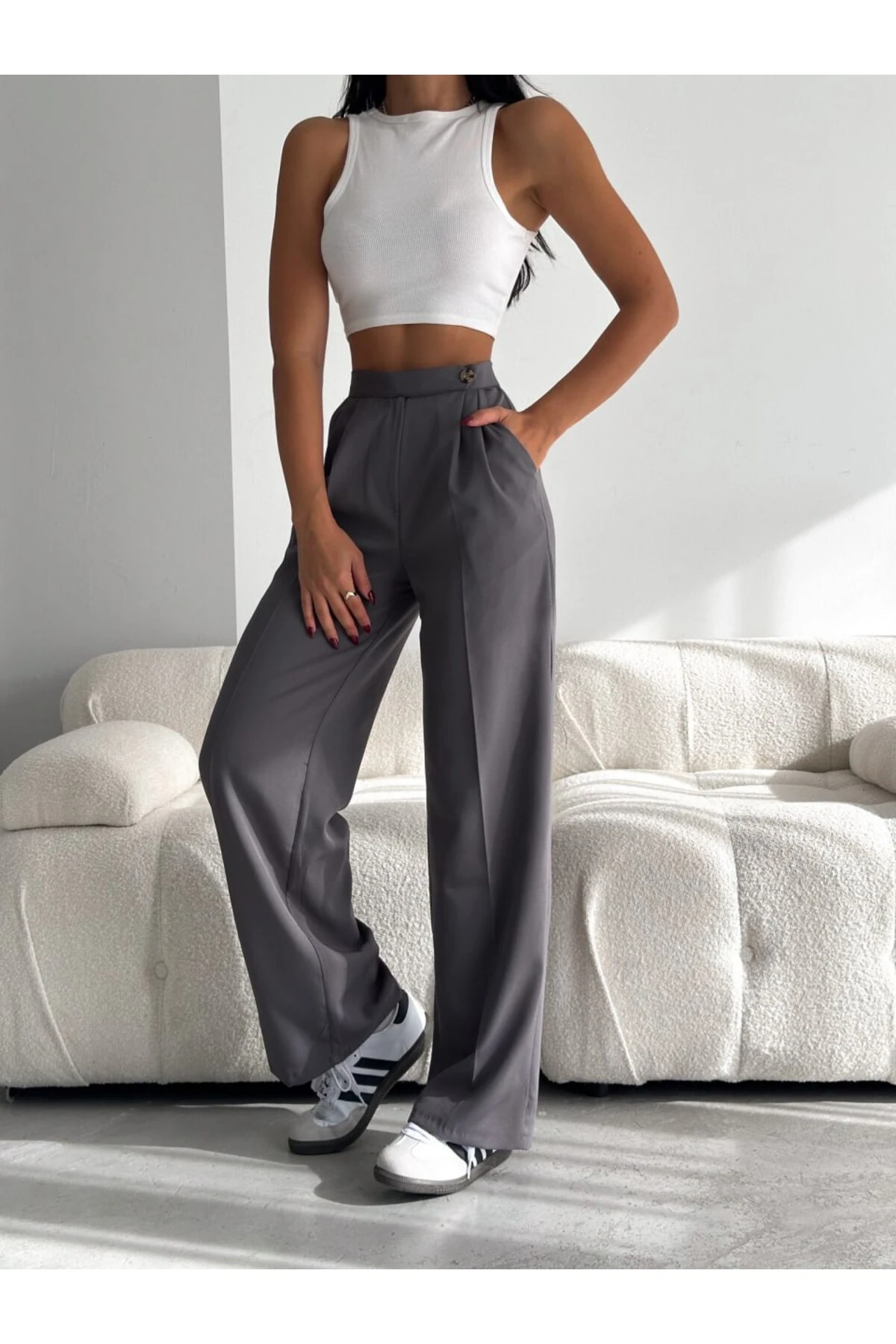 Tam Boy Likralı Kumaş Pantolon