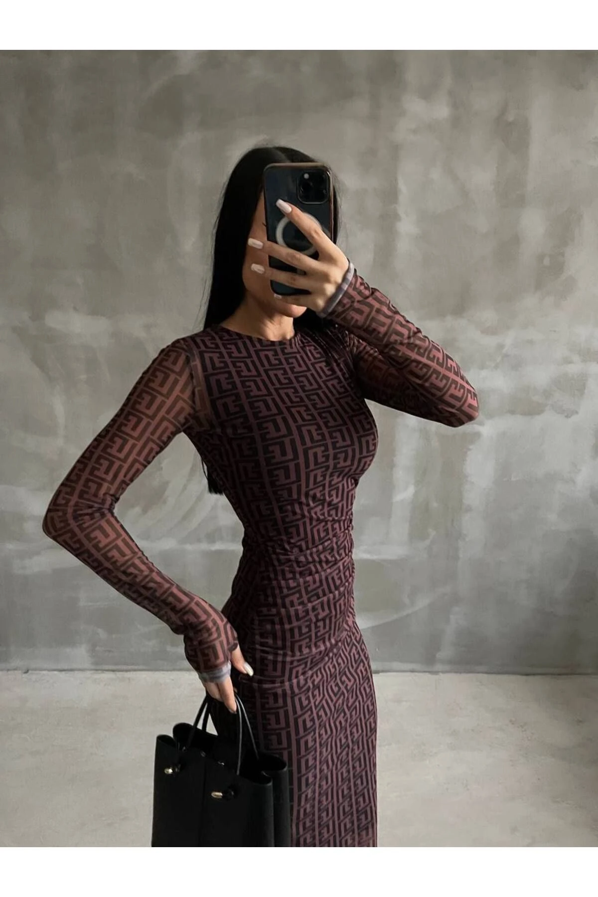 Slim Fit Büzgülü Tül Elbise