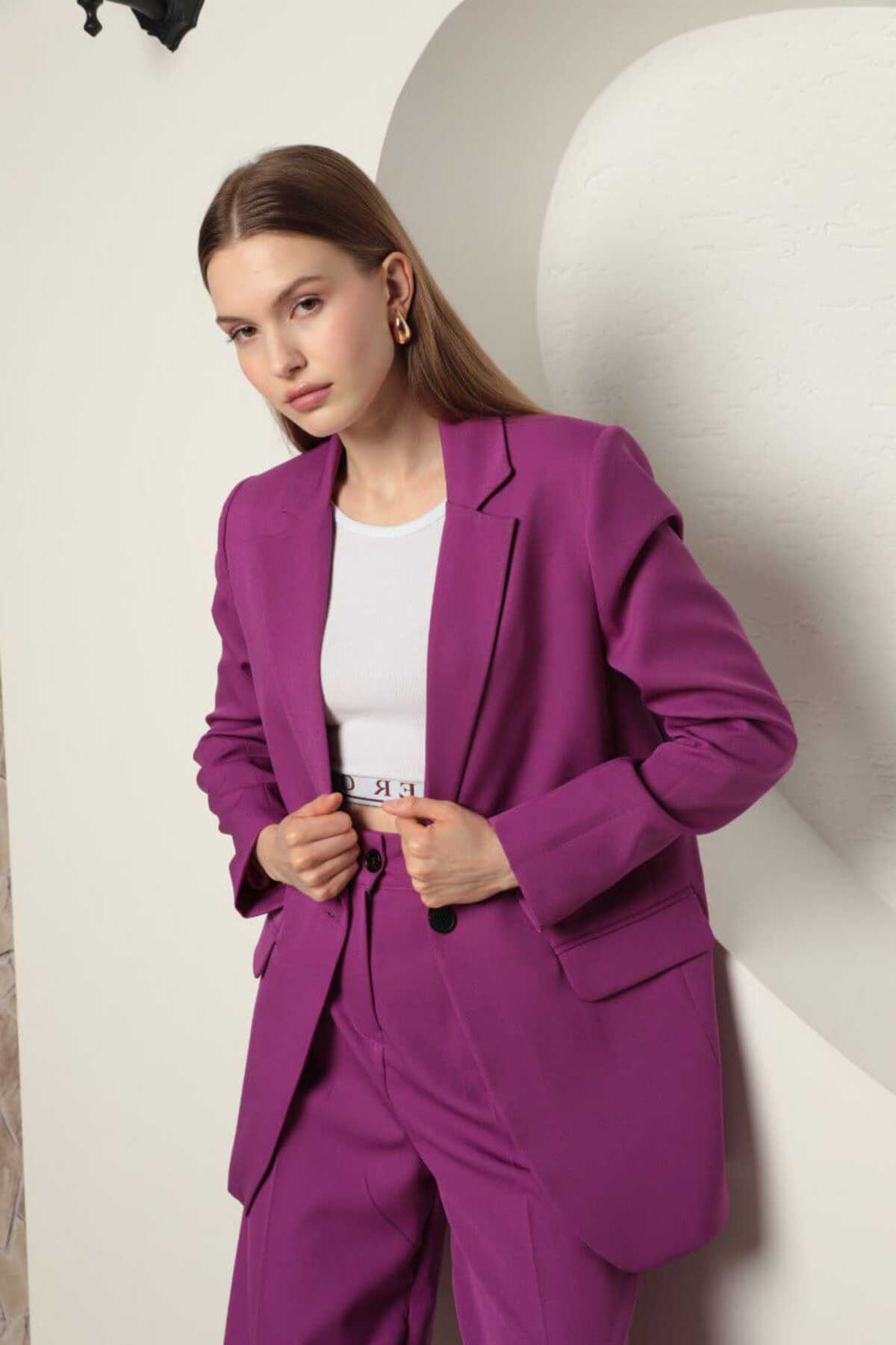 İçi Astarlı Oversize Beden Blazer Ceket