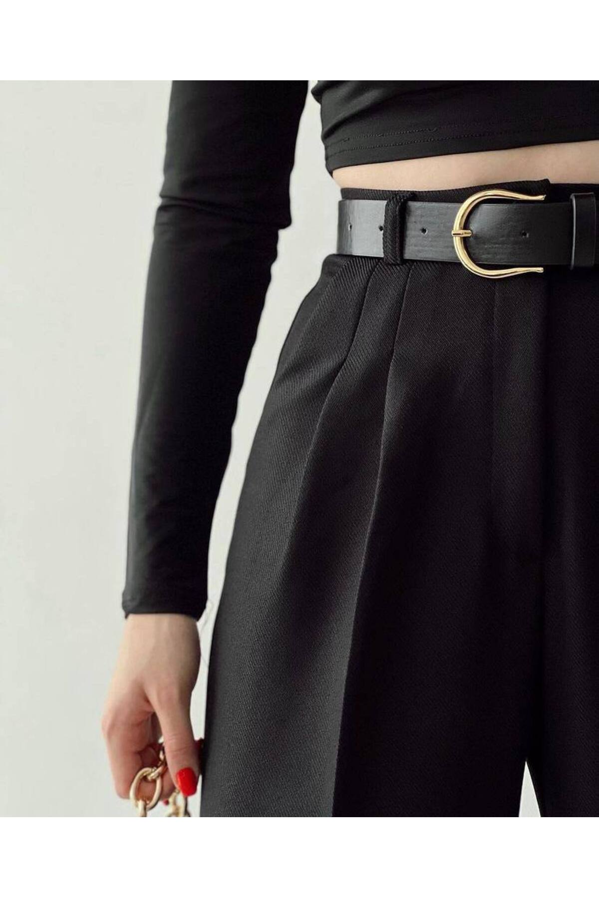 Çift Pensli Bol Paça Kumaş Pantolon