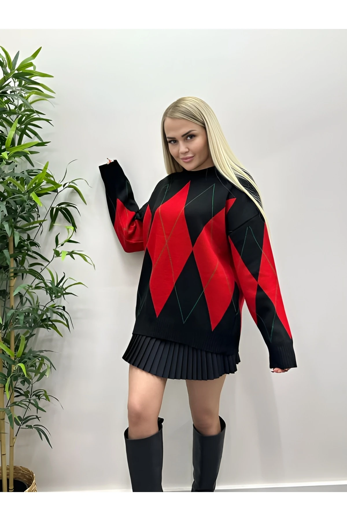 Baklava Desen Oversize Kazak