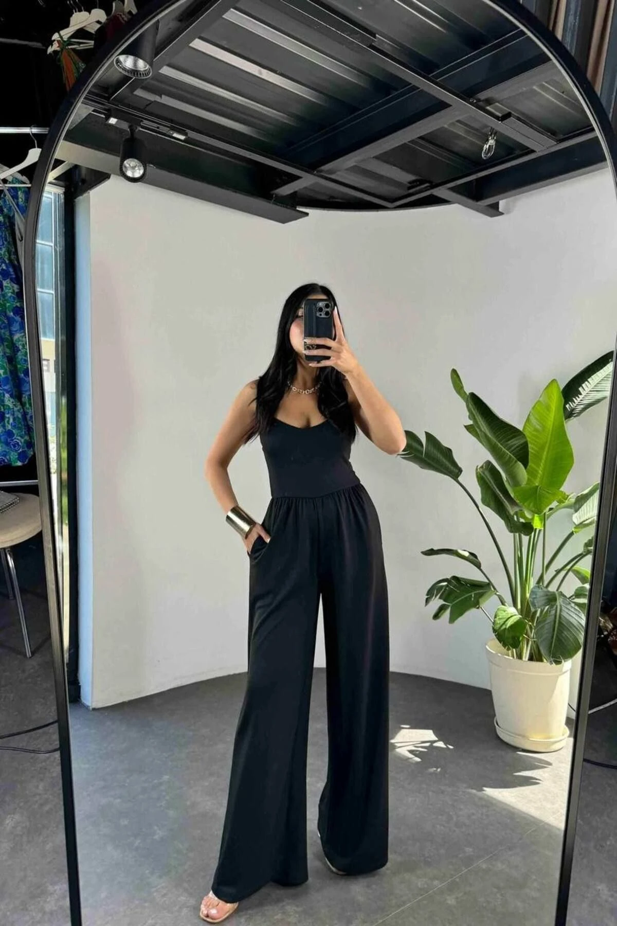 Yazlık Kumaş Askılı Uzun Boy Tulum