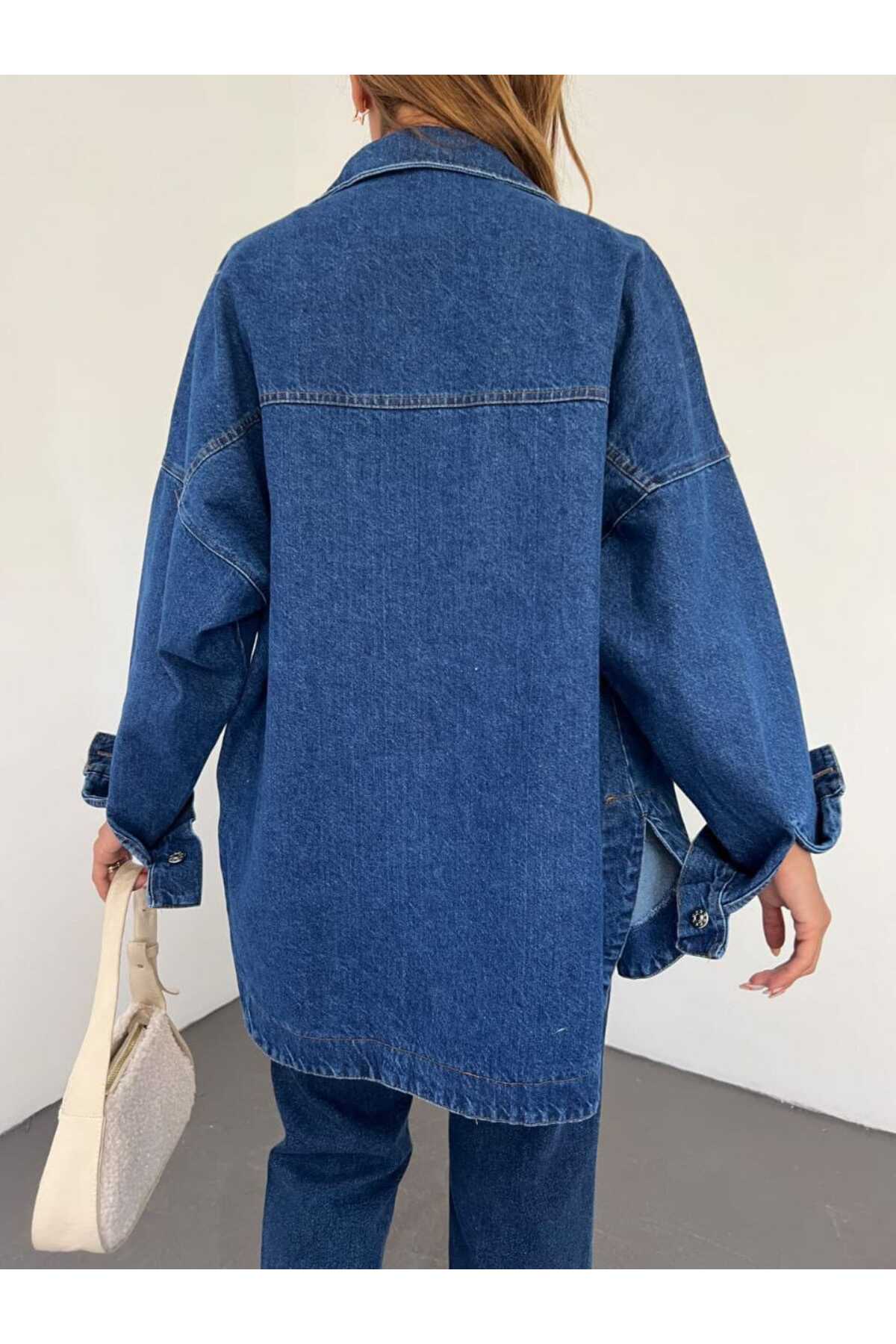 Oversize Kesim Blue Jeans Ceket-Gömlek