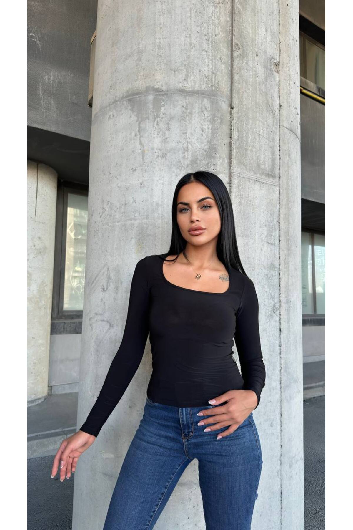 Sandy Kumaş Uzun Kollu Bluz