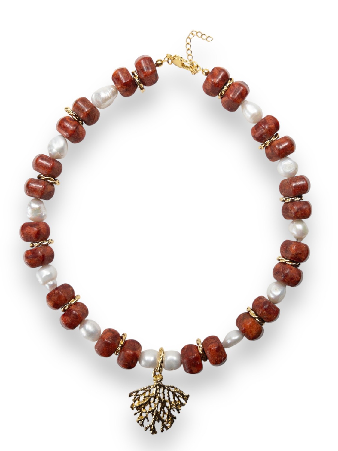 Coral and Pearl Doğal Taş İnci Kolye