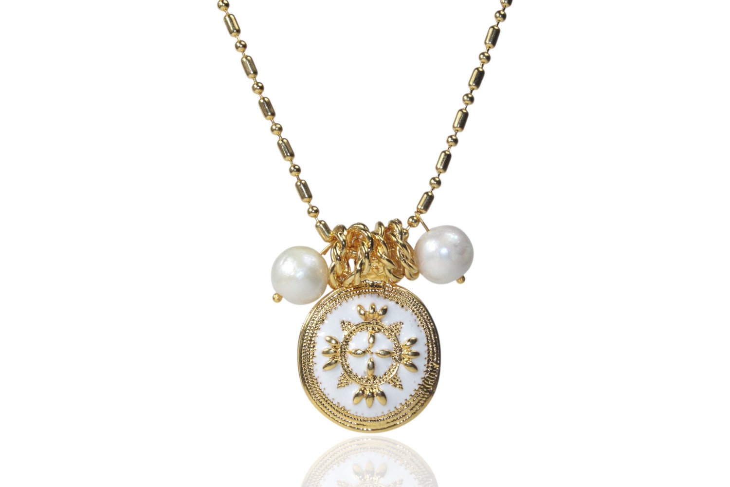 Golden Sunburst Zincir İnci Kolye