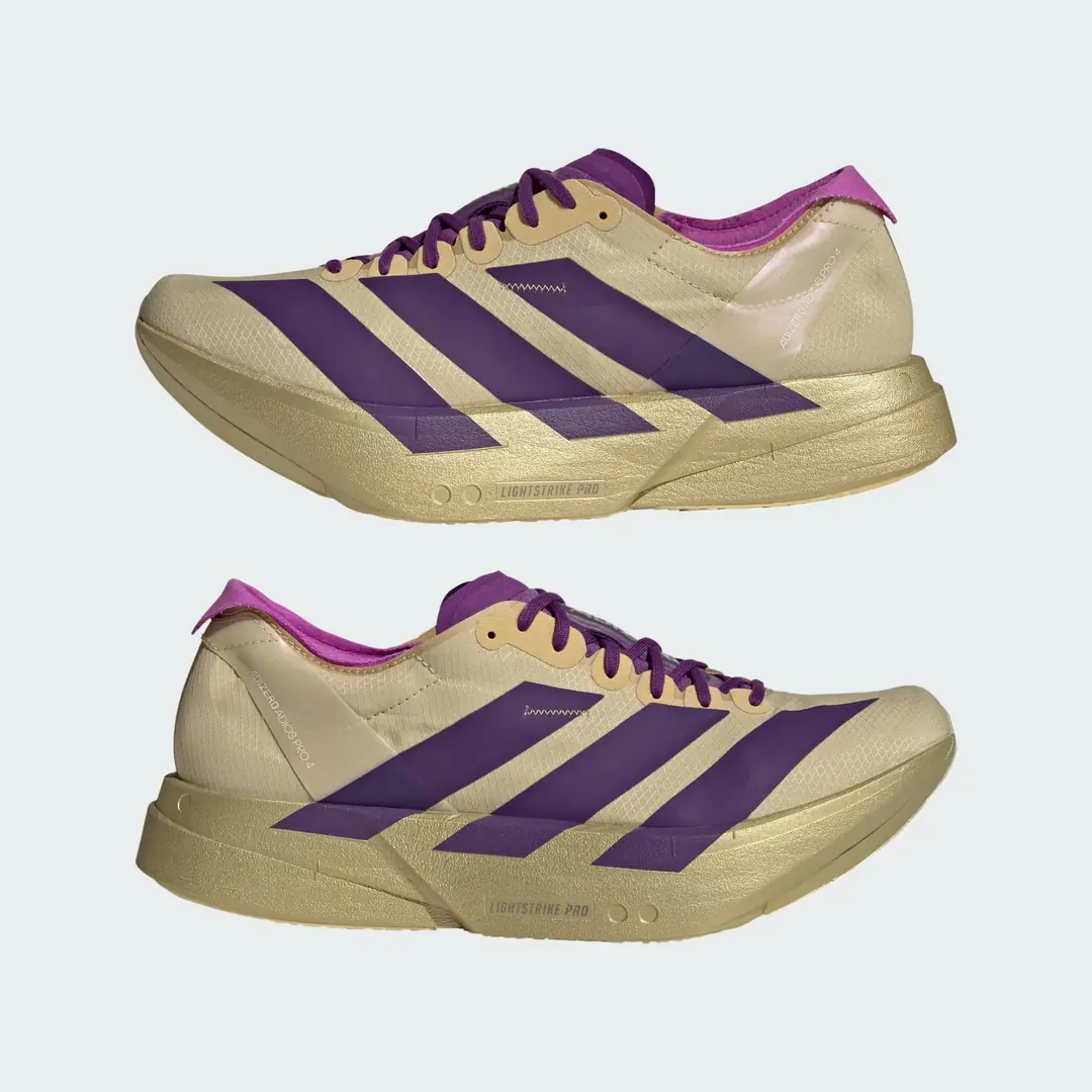 Adidas Adizero Adios Pro 4 Sand Rich Purple Gold Metallic karbon destekli koşu ayakkabısı