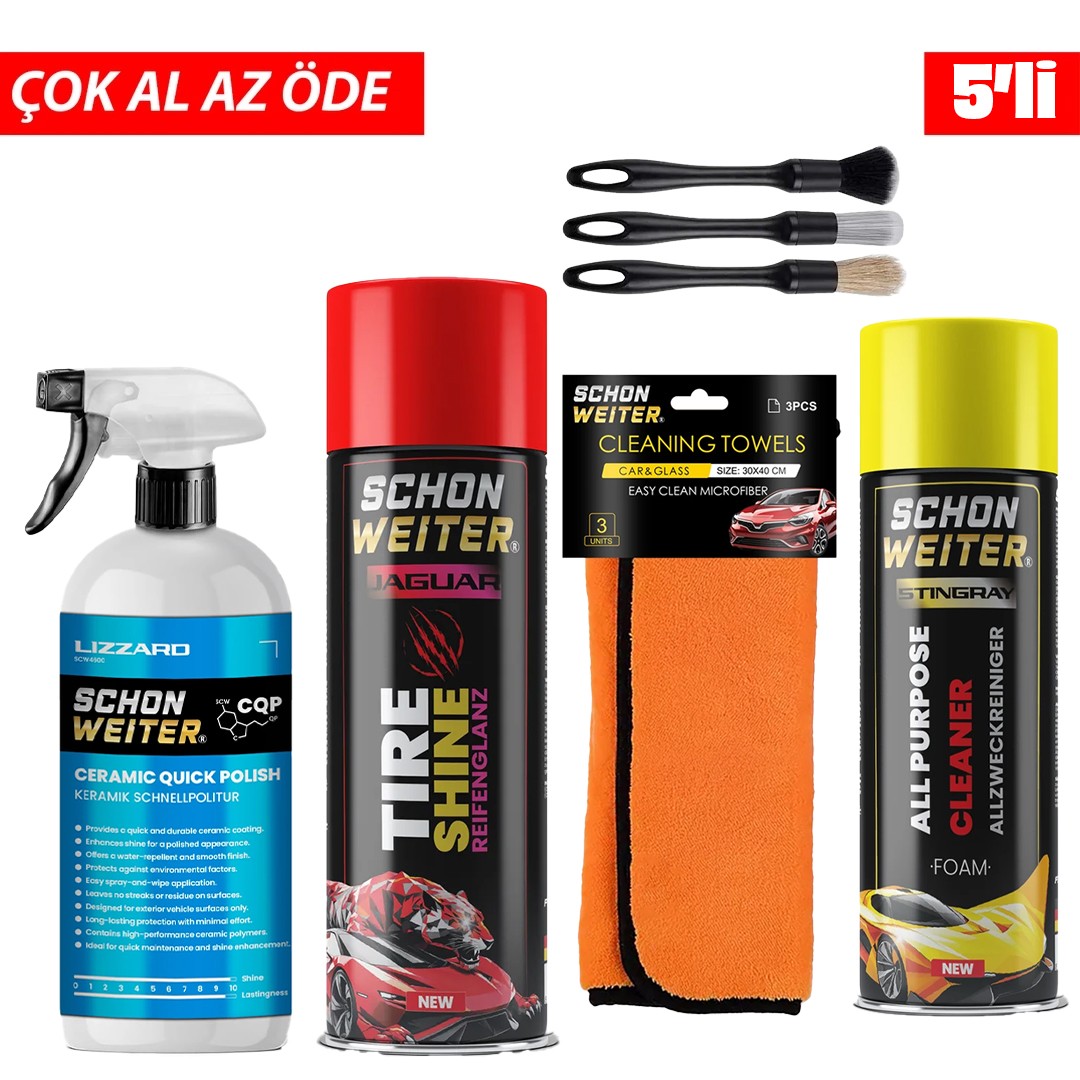 “5’li Full Detay Seti! Temizlik, Parlaklık, Koruma Bir Arada!”